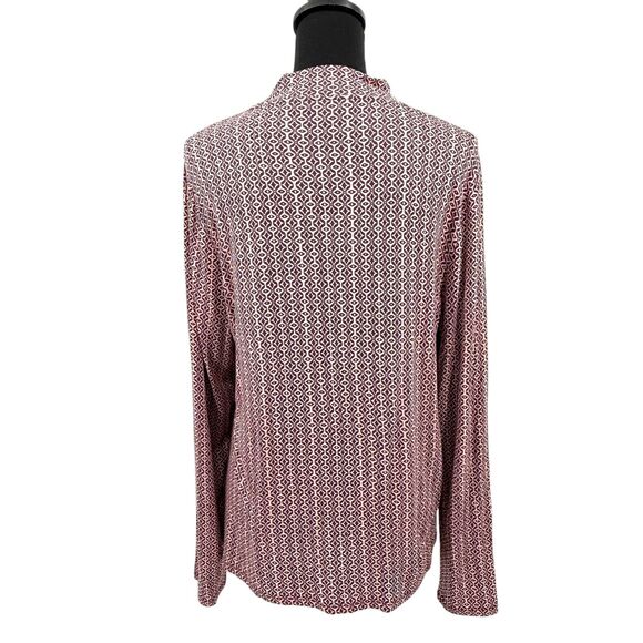 Boden Long Sleeve Burgundy Pink Geometric‎ Mock Neck Viscose Blouse Sz 16-18 - Picture 4 of 10
